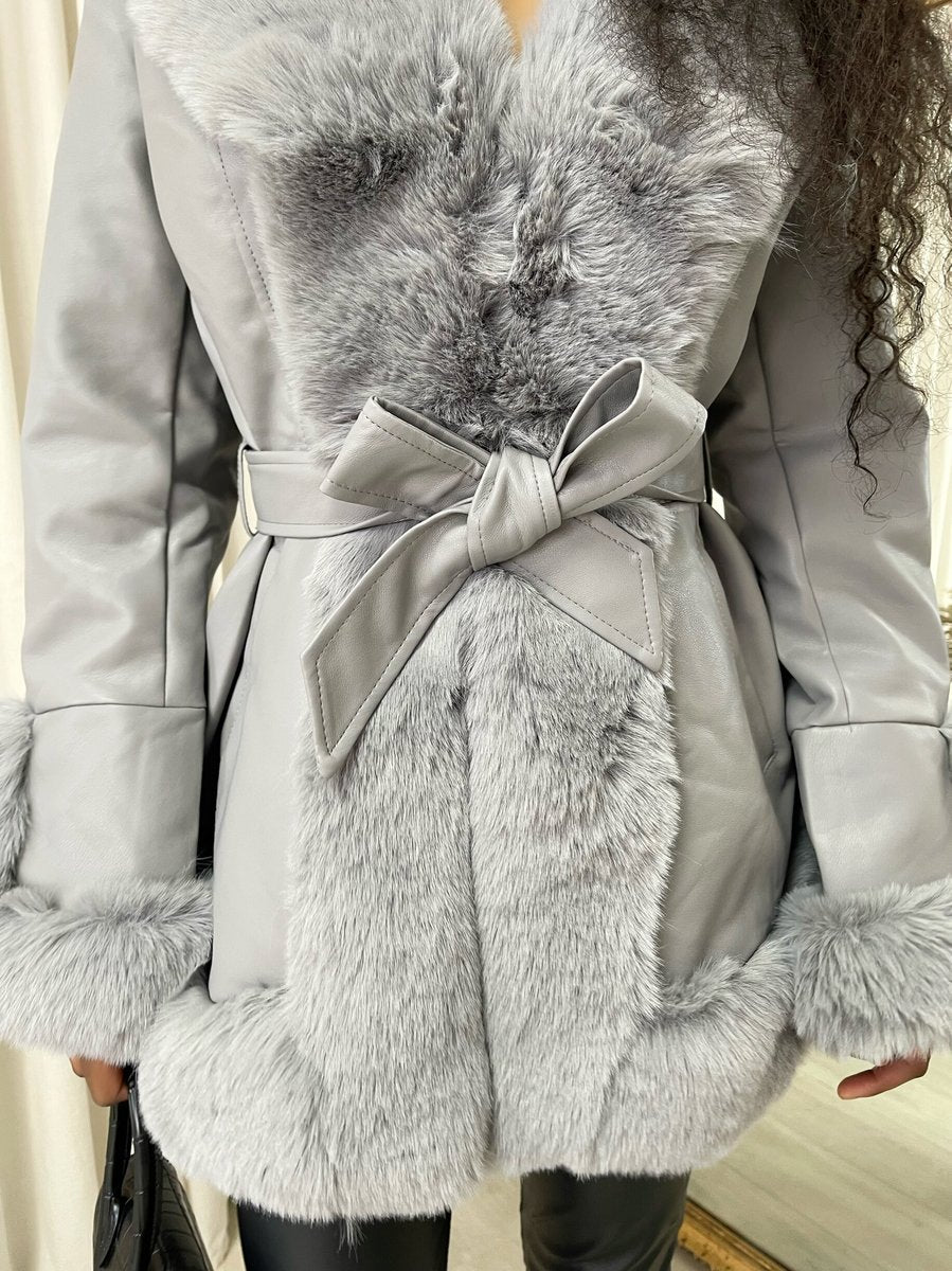 Faux Fur Trim Winter Jacket - Black River UK