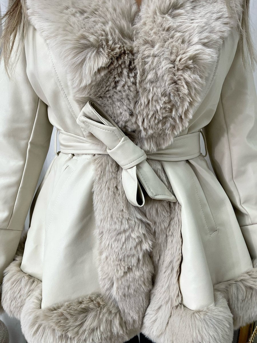 Faux Fur Trim Winter Jacket - Black River UK