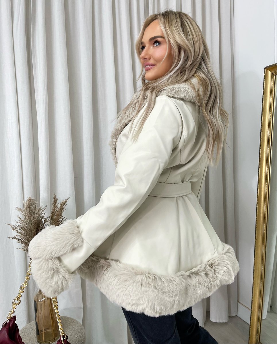 Faux Fur Trim Winter Jacket - Black River UK