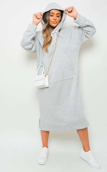 Kangaroo Pocket Long Loose Hoodie - Black River UK