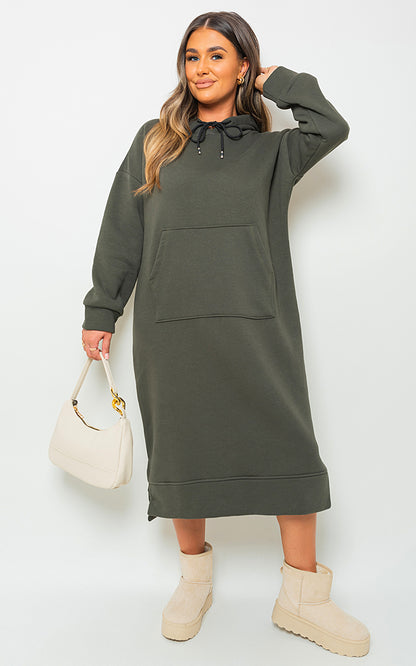 Kangaroo Pocket Long Loose Hoodie - Black River UK