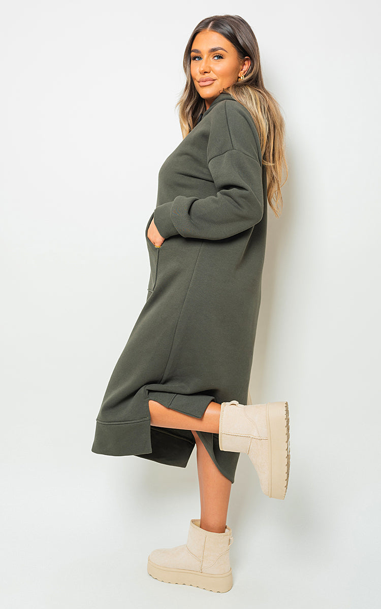 Kangaroo Pocket Long Loose Hoodie - Black River UK