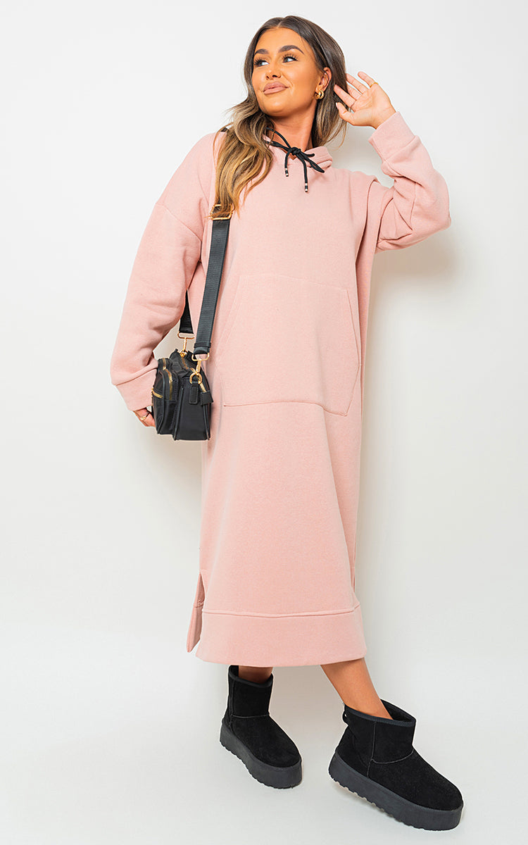 Kangaroo Pocket Long Loose Hoodie - Black River UK