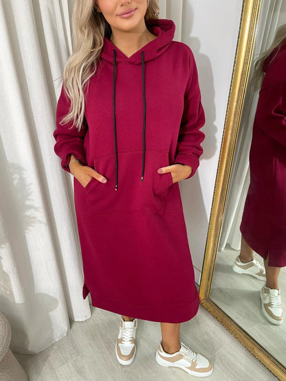 Kangaroo Pocket Long Loose Hoodie - Black River UK