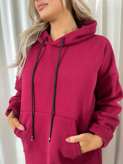 Kangaroo Pocket Long Loose Hoodie