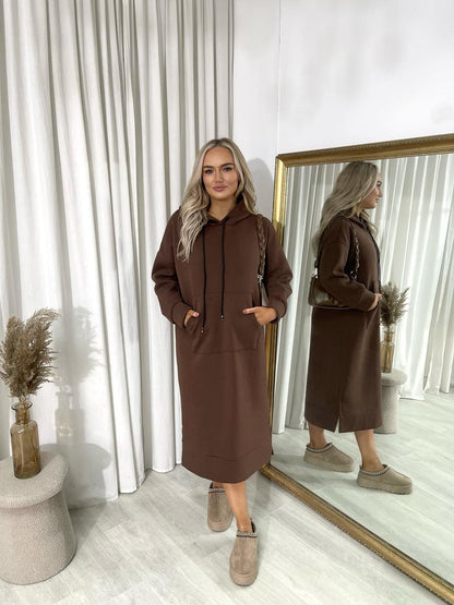 Kangaroo Pocket Long Loose Hoodie