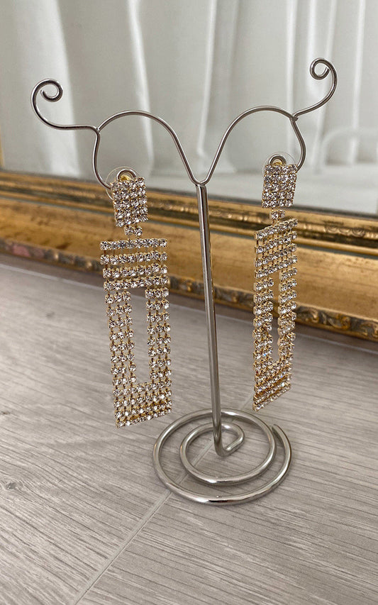 Diamante Drop Earrings - Black River UK