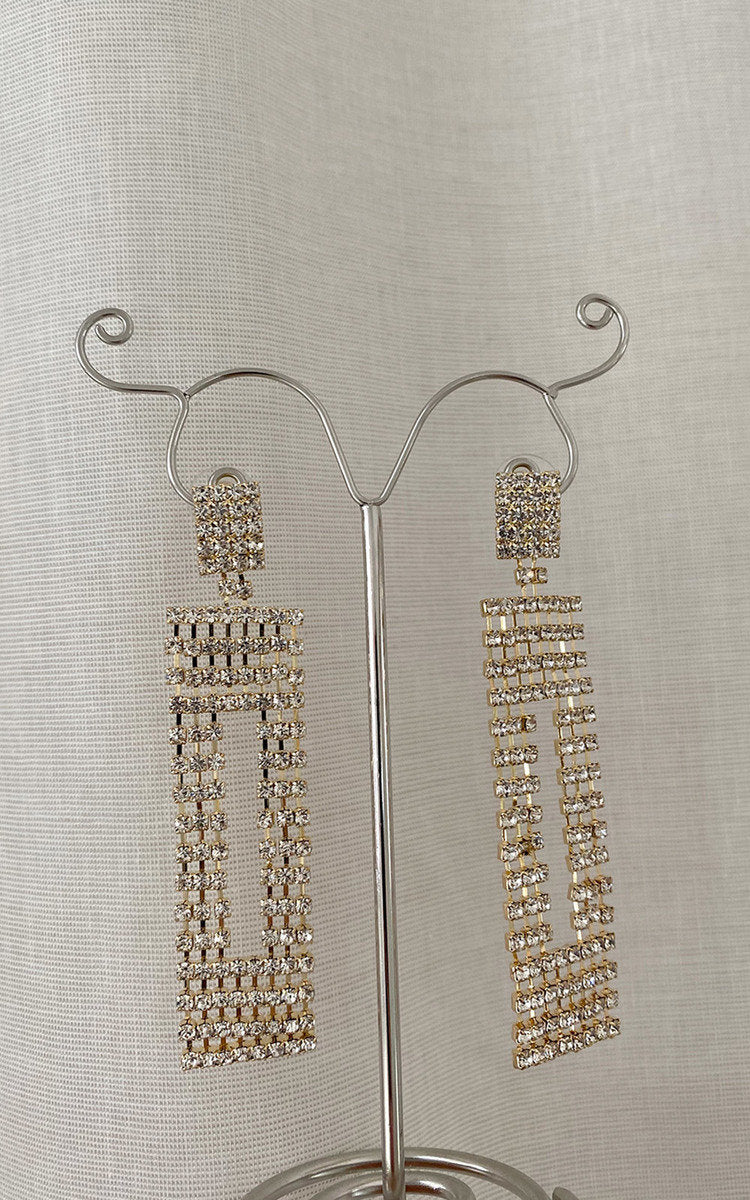 Diamante Drop Earrings - Black River UK