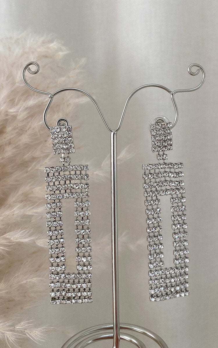 Diamante Drop Earrings - Black River UK