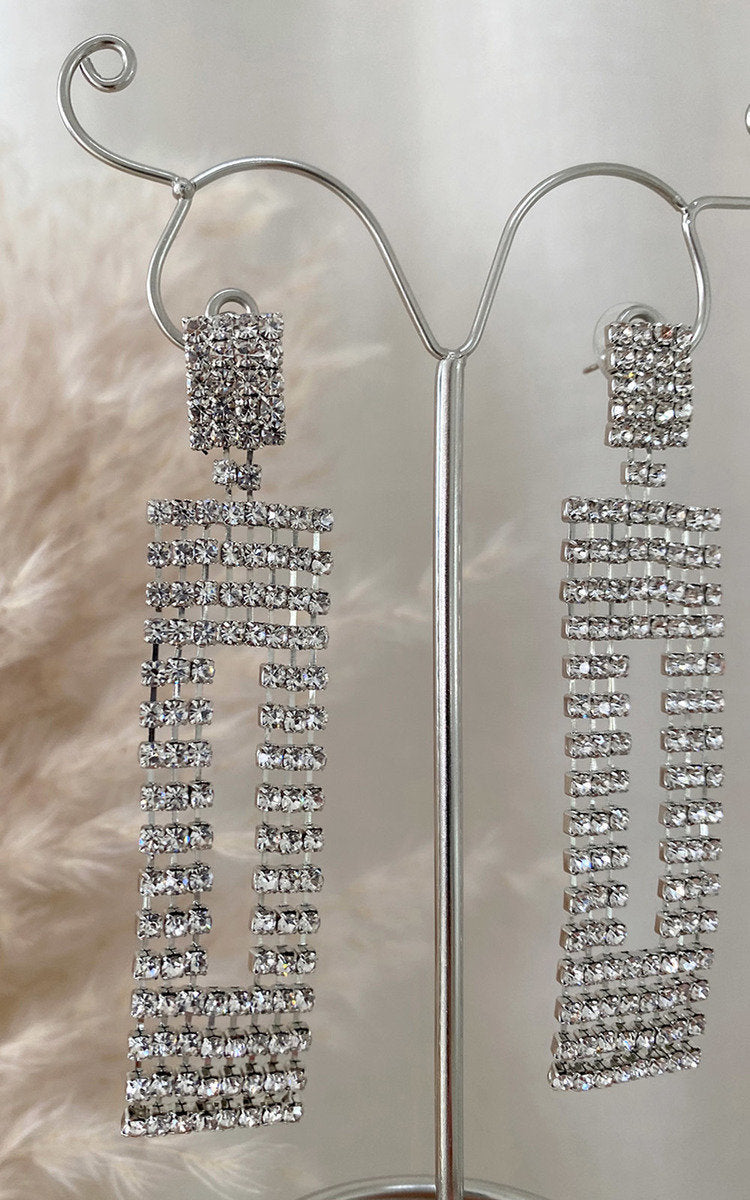Diamante Drop Earrings - Black River UK