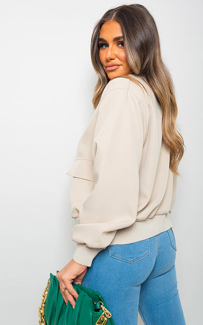 Long Sleeve Buttons Closure Bomber Jacket - Black River UK