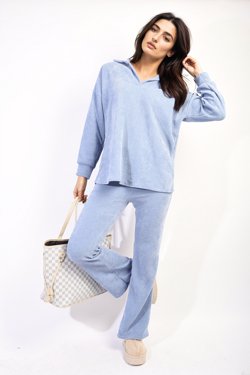 Collared Long Sleeve & Trouser Co-ord Set - Black River UK