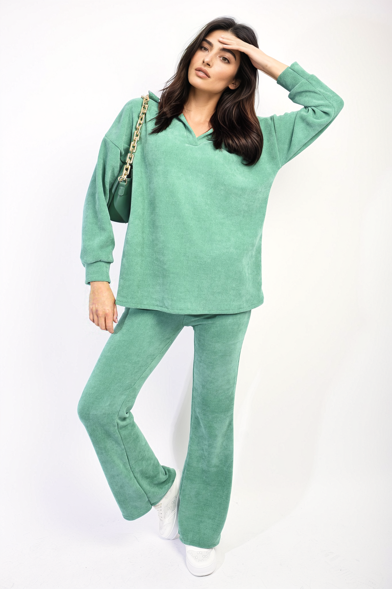 Collared Long Sleeve & Trouser Co-ord Set - Black River UK