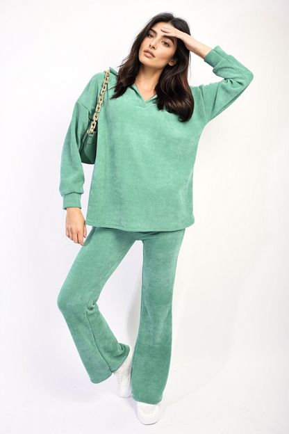 Collared Long Sleeve & Trouser Co-ord Set - Black River UK
