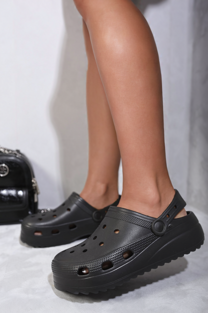Classic Platform Clog Sandals - Black River UK