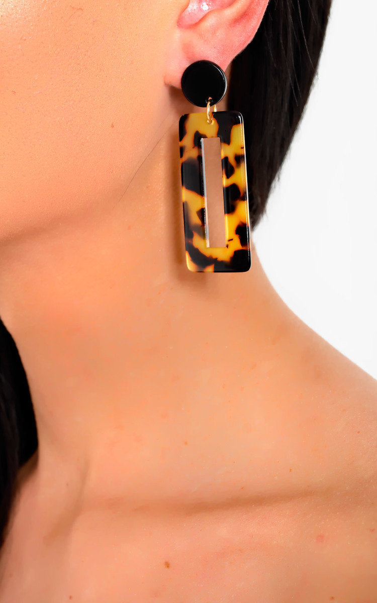 Geometric Drop Earrings - Black River UK