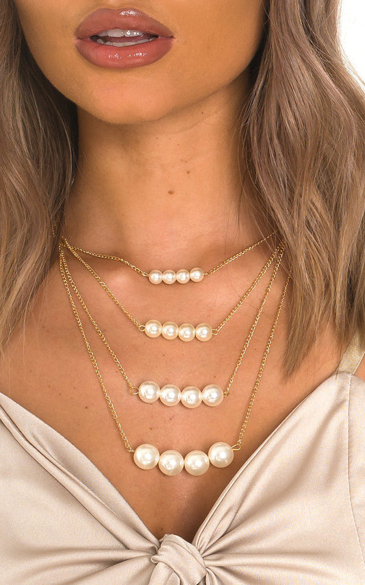 Multi Pearl Drop Design Necklace - Black River UK
