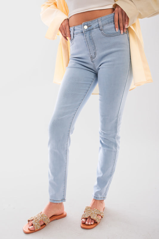 High Waisted Skinny Fit Jeans - Black River UK
