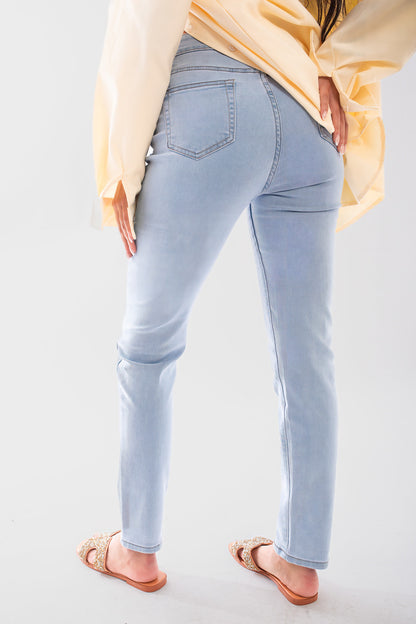 High Waisted Skinny Fit Jeans - Black River UK