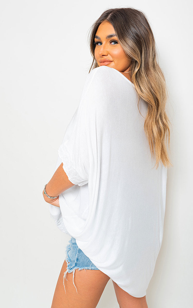 Oversized Sequin Trim Top - Black River UK