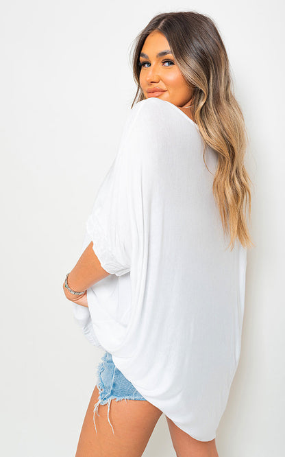 Oversized Sequin Trim Top - Black River UK