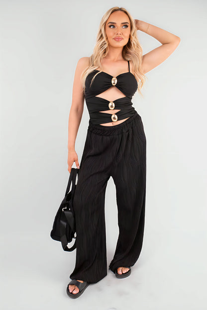 Cut Out Sleeveless Bodysuit - Black River UK