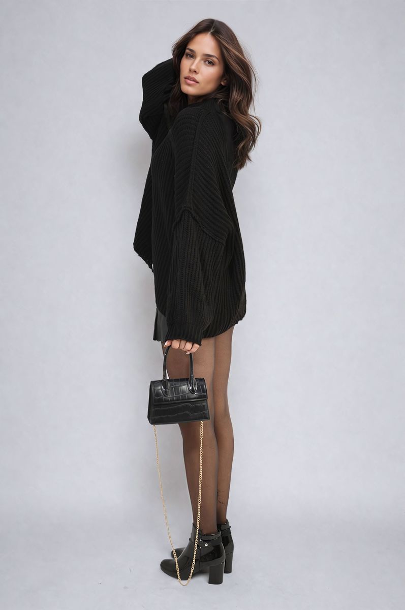 Oversized Chunky Knitted Top - Black River UK