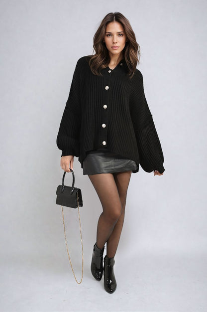 Oversized Chunky Knitted Top - Black River UK