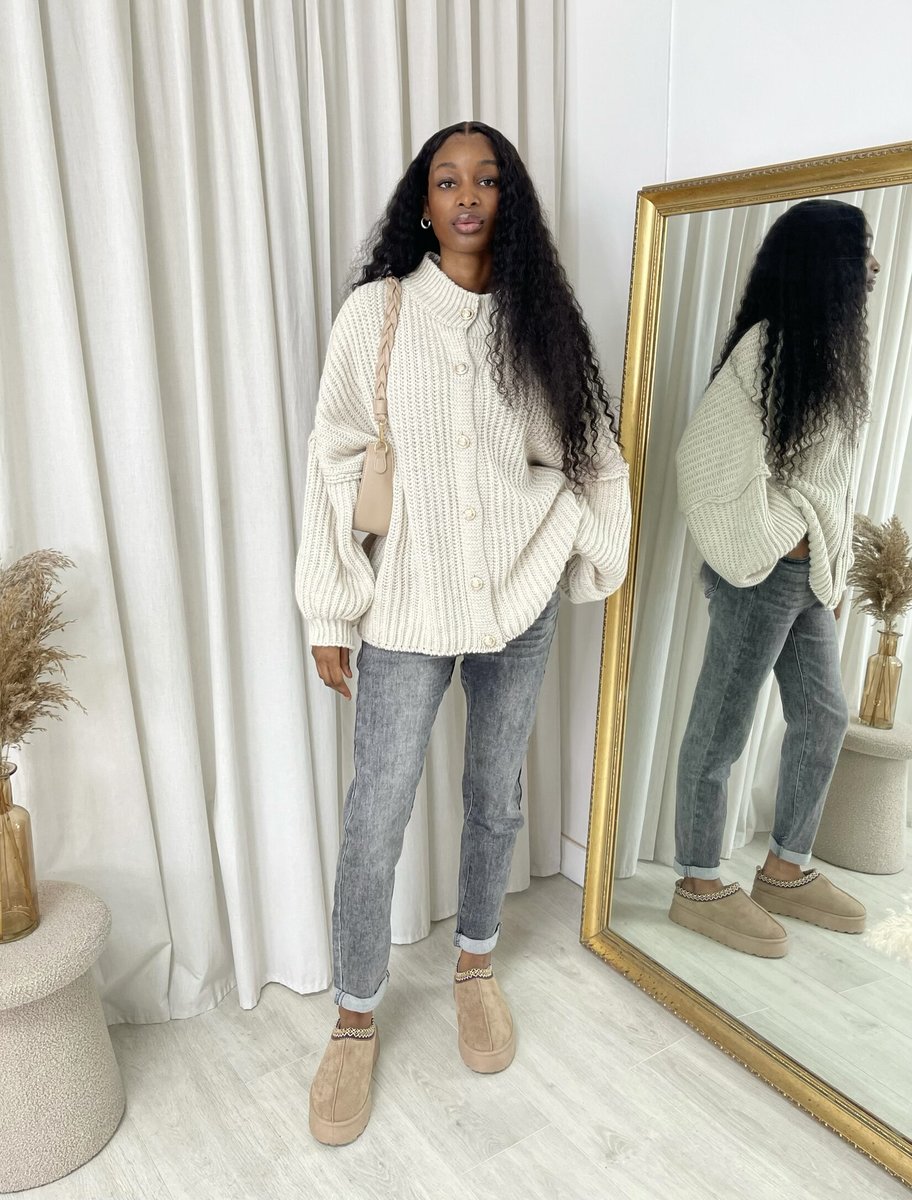Oversized Chunky Knitted Top - Black River UK