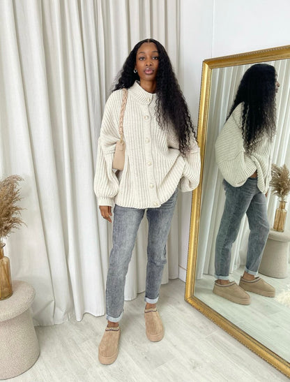 Oversized Chunky Knitted Top - Black River UK
