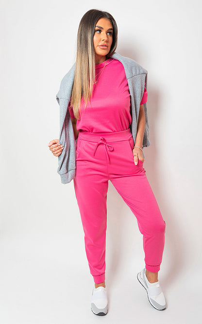 Ruched Sleeve Top & Trousers Co-ord Set - Black River UK