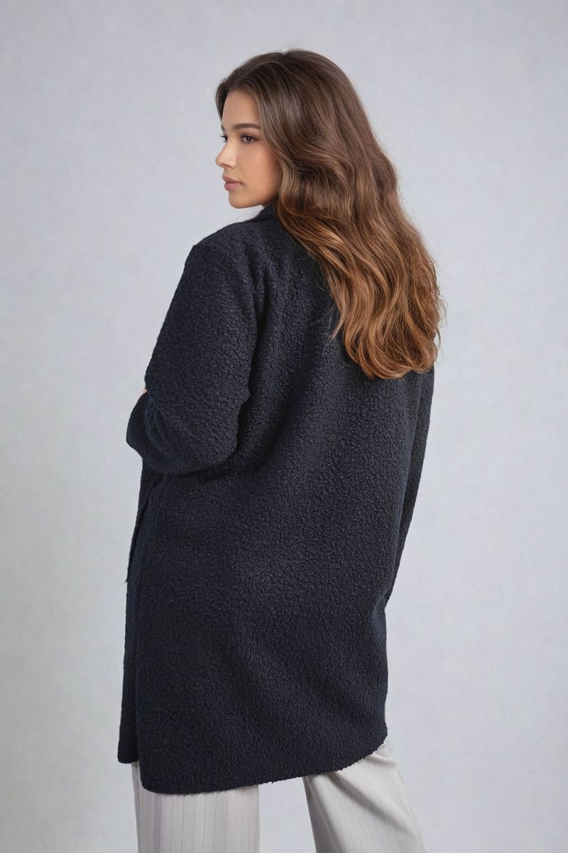 Buttoned Textured Jacket with Front Pockets - Black River UK