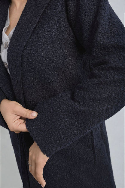 Buttoned Textured Jacket with Front Pockets - Black River UK