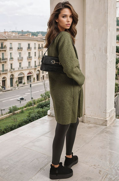 Buttoned Textured Jacket with Front Pockets - Black River UK