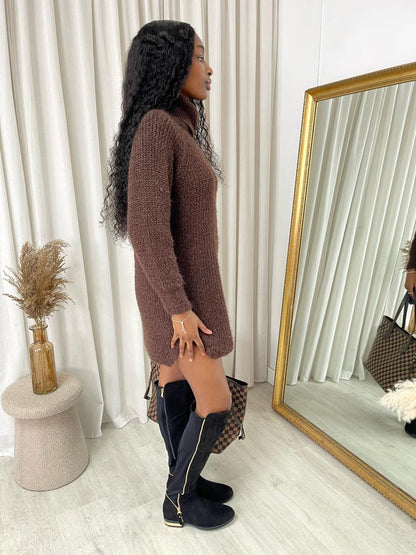 Chunky Roll Neck Knitted Jumper - Black River UK