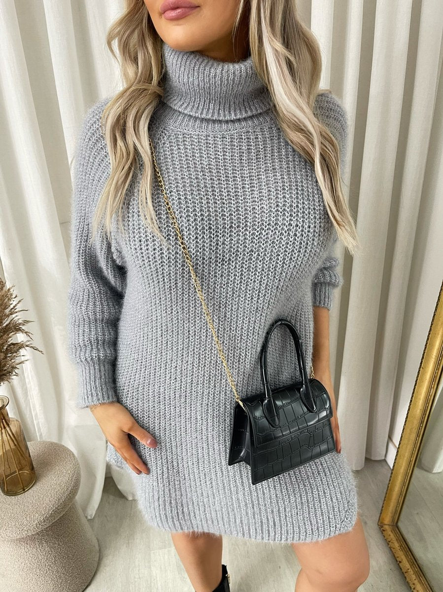Chunky Roll Neck Knitted Jumper - Black River UK