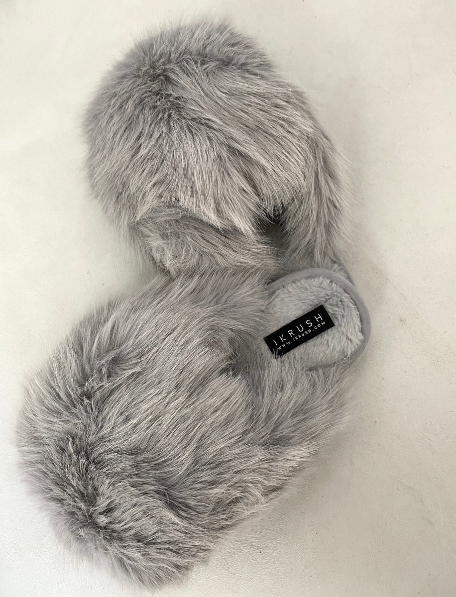 Fluffy Faux Fur Winter Sandals - Black River UK