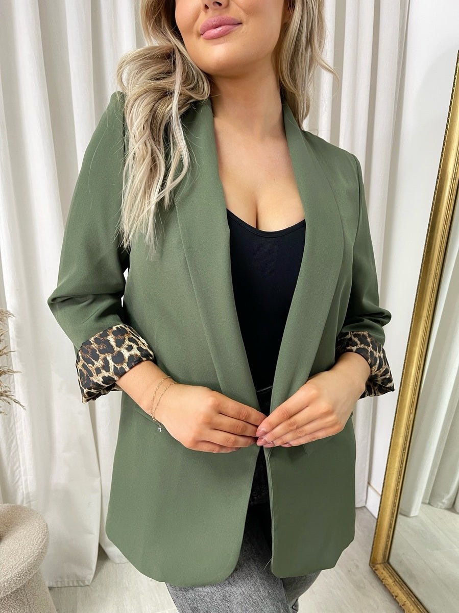 Leopard Print Blazer Jacket - Black River UK