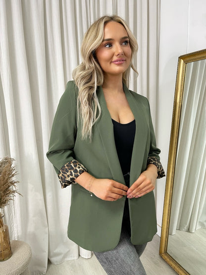 Leopard Print Blazer Jacket - Black River UK
