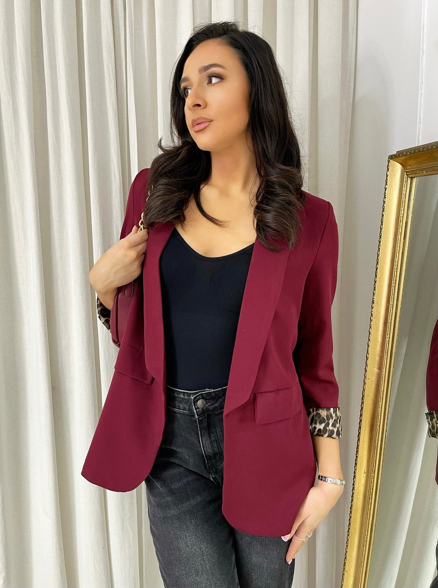 Leopard Print Blazer Jacket - Black River UK
