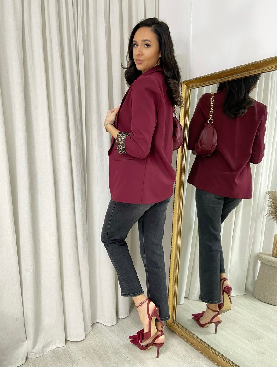 Leopard Print Blazer Jacket - Black River UK