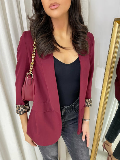 Leopard Print Blazer Jacket - Black River UK