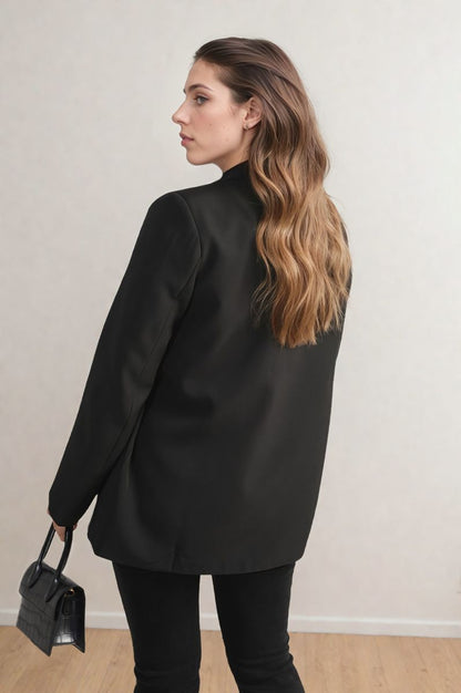 Leopard Print Blazer Jacket - Black River UK