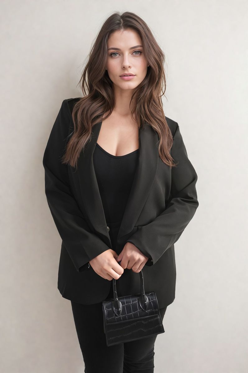 Leopard Print Blazer Jacket - Black River UK