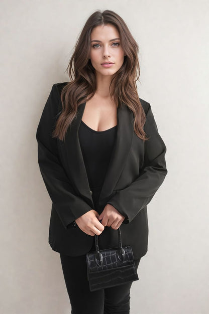 Leopard Print Blazer Jacket - Black River UK