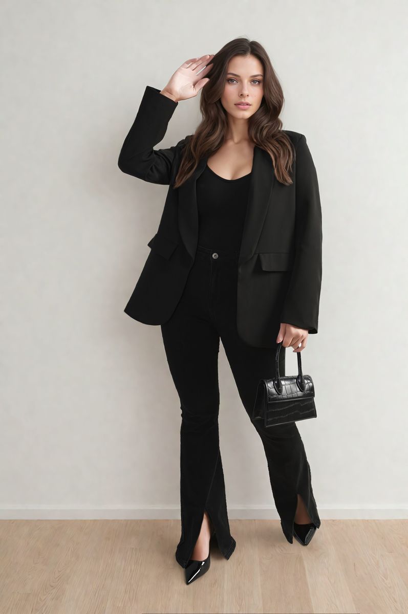 Leopard Print Blazer Jacket - Black River UK