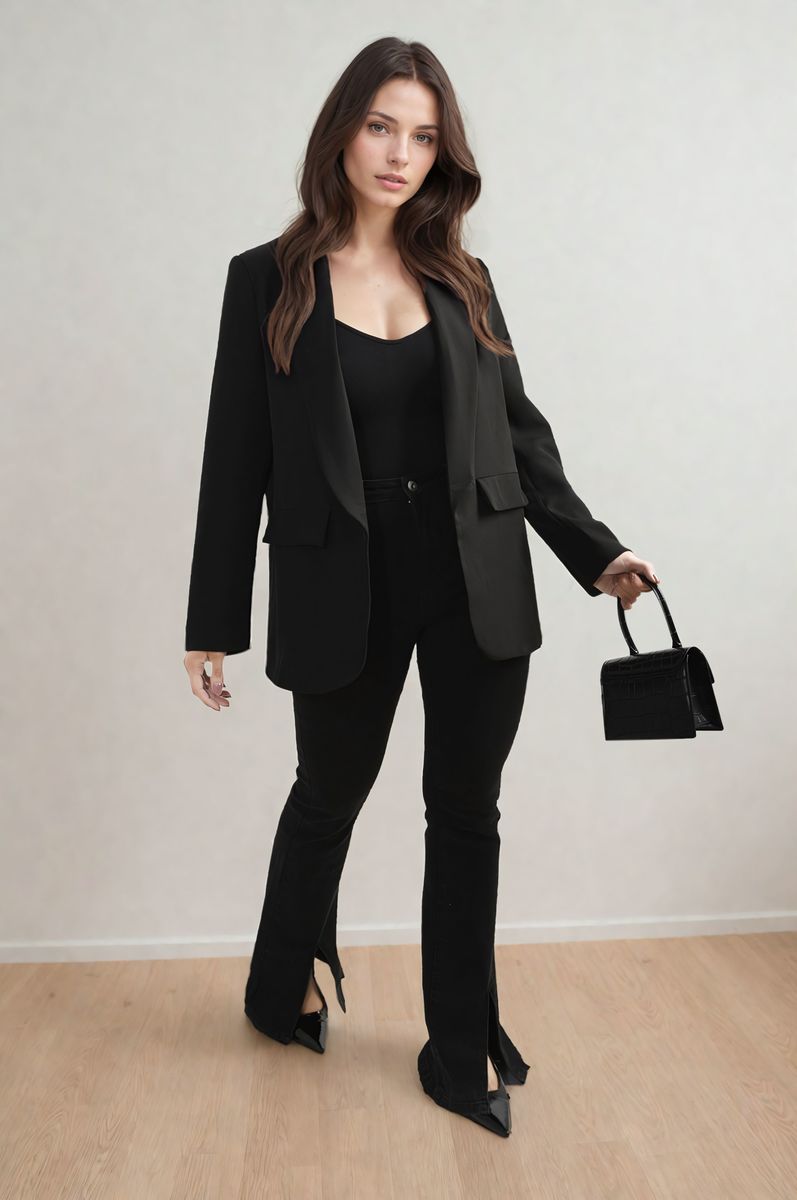 Leopard Print Blazer Jacket - Black River UK