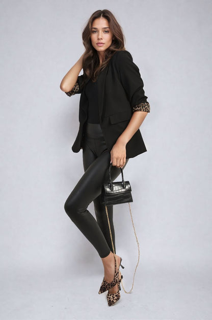 Leopard Print Blazer Jacket - Black River UK