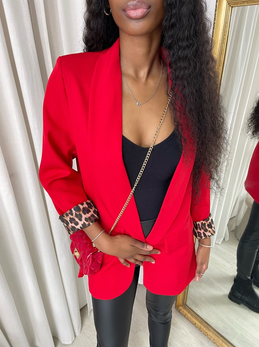 Leopard Print Blazer Jacket - Black River UK