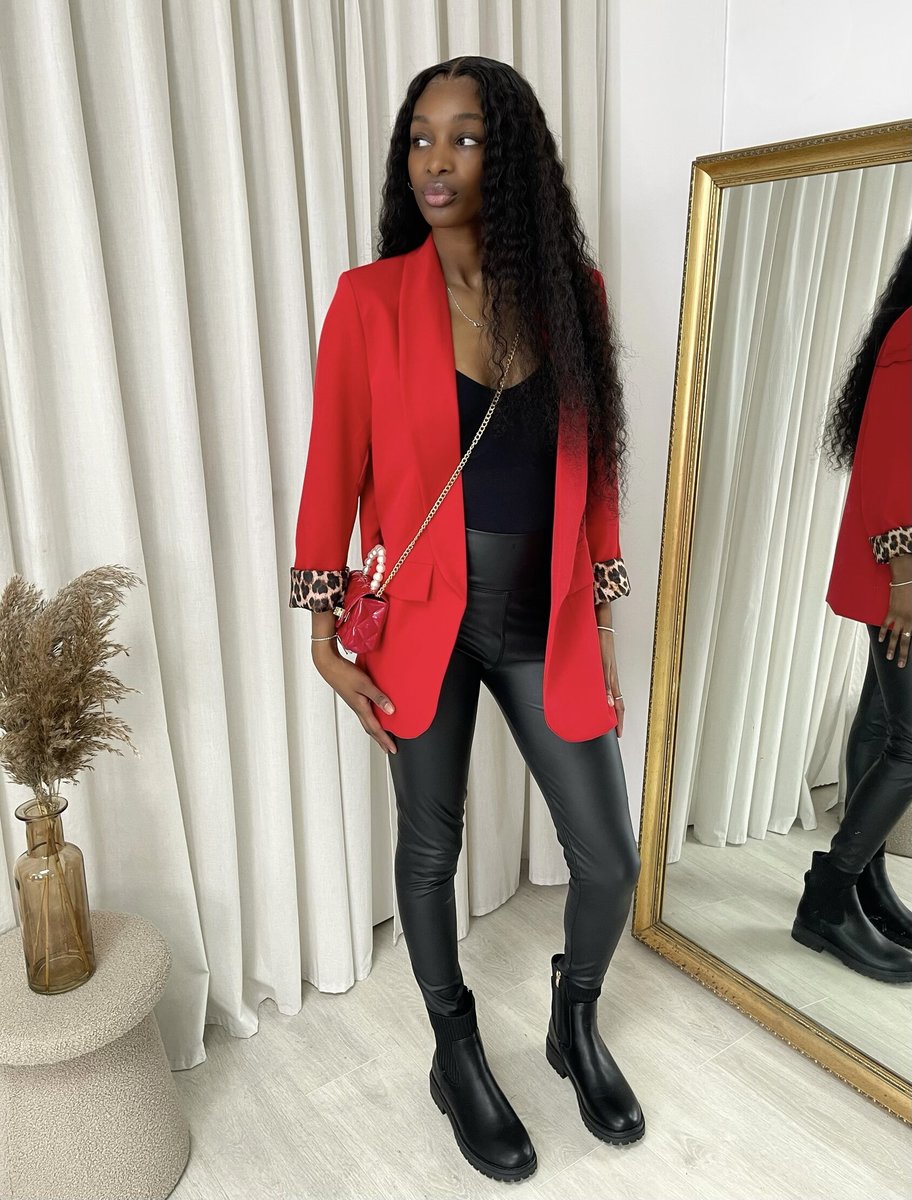 Leopard Print Blazer Jacket - Black River UK